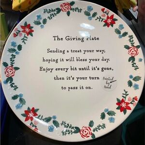 The Giving Plate Decorative Serving Plate - White with Red & Green Floral